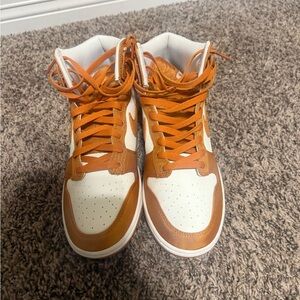 Nike Orange and White High-Top Sneakers Retro Style